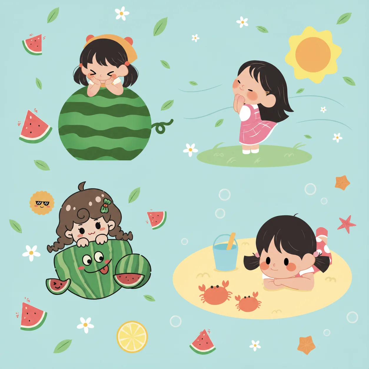 儿童夏日插画关键画面